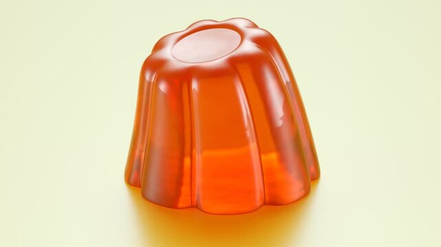 Seamless Animation Of Single Orange Flavor Jelly Shaking Tasty Jello Dessert Wobbly Single Orange Jelly Isolated On White Background Perfect Gelatin Or Jello Dessert Jiggling In Seamlessly Looping