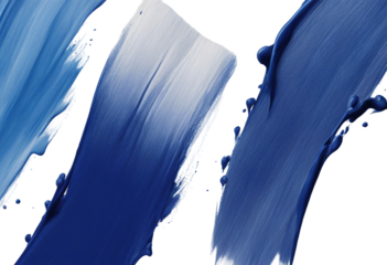 Blue paint brush stroke smear color texture swatch background lipstick white smudge isolated on transparent background