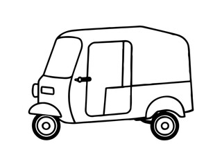 Auto Rickshaw outline vector illustration