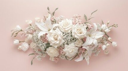 A lush bridal bouquet on colorful background