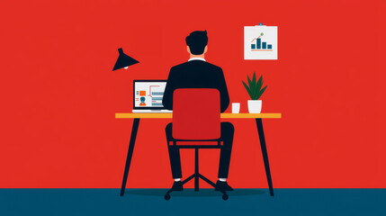 Business operations optimization, process improvement, flat design illustration