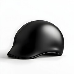 Fototapeta premium Sleek Black Matte Swimming Cap with Aerodynamic Sculptural Design on White Background