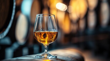 Aged Whiskey in Tasting Glass at Distillery