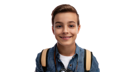 portrait of a boy on transparent background 