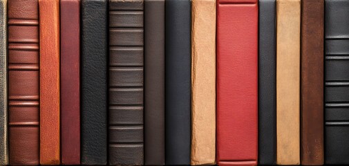 A vibrant collection of antique books showcasing various colors and textures, perfect for literature and library enthusiasts.