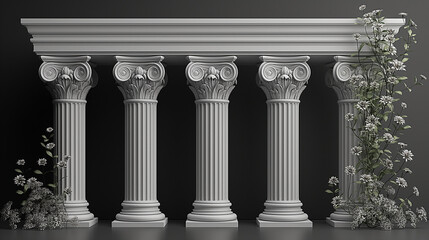 mockup design background modern minimalism antique columns building