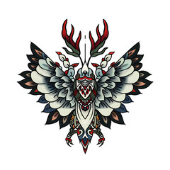 Fototapeta premium mytical creature animal very simple traditional tattoo flash styles illustration