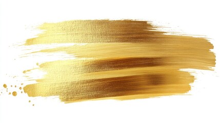 Abstract Gold Paint Stroke and Splashes on White Background