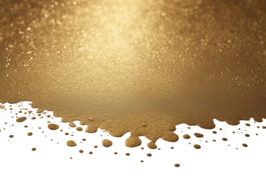 Gold background paper paint glitter golden brush abstract metal texture foil color isolated on transparent background