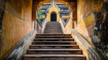 Obraz premium Stairway to Buddhist Sanctuary of Koetaung