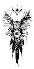 Obraz premium Native American Tribal Tattoo very simple traditional tattoo flash styles illustration
