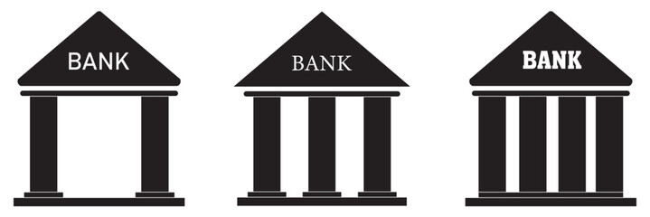 Bank icon set. Suitable for website design, logo, app, template, and ui. Vector graphic illustration. Bank symbol icon vector sign and symbol isolated on white background. Eps file 10.