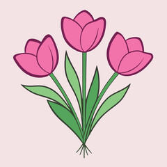 Spring flowers vector pink tulips