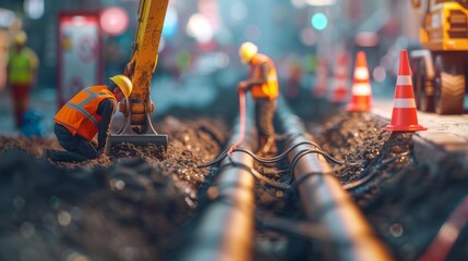A group of construction workers are working on a project