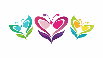 Quartet of Colorful Abstract Butterflies. Vibrant beauty butterfly collection. butterfly logo beauty spa lifestyle care relax yoga, abstract wings set of symbol icon design vector.
