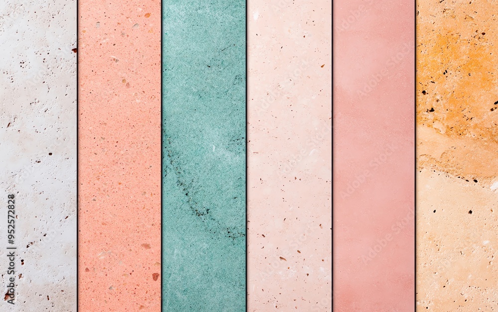 Poster a collection of textured panels featuring soft pastel colors and unique patterns, ideal for backgrou