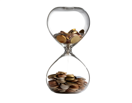 coin-filled hourglass on PNG