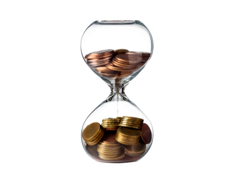 coin-filled hourglass on PNG