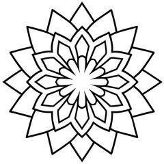 Mandala line art silhouette with white background