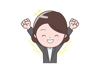 両こぶしを上げて喜ぶビジネスウーマン