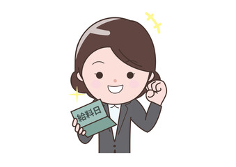 給料日に通帳を見て喜ぶビジネスマン