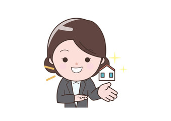 一戸建てをオススメしてるビジネスウーマン