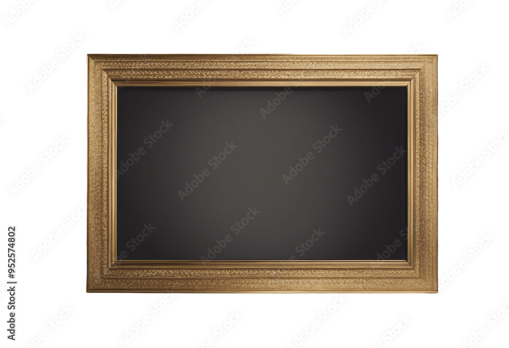 Poster rectangle subtle gold frame in oriental style isolated on transparent background