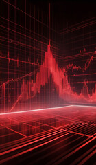 Naklejka premium Red holographic business chart in a digital cyberspace