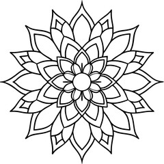 Mandala line art silhouette with white background