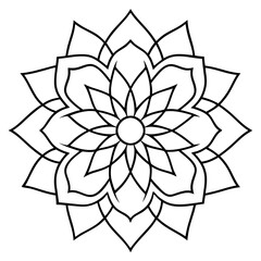 Mandala line art silhouette with white background