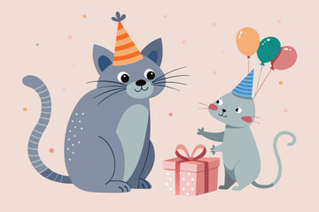 Friends Forever: How a cat and mouse at a party represent the perfect moment of friendship and happiness.
