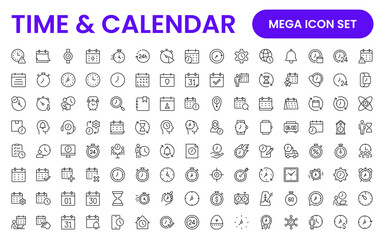 Time, clock and Calendar related line icon set. modern line icon illustration collection