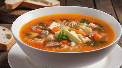 Warm soup served in a bowl
