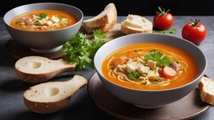 Warm soup served in a bowl