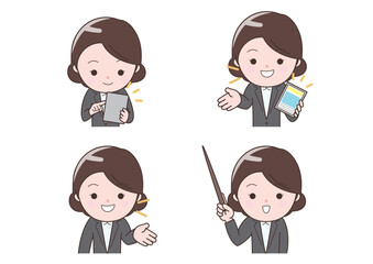 プレゼンするビジネスウーマンセット