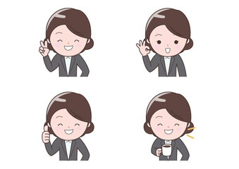 承認する笑顔のビジネスウーマンセット