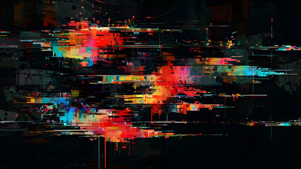 Abstract digital glitch background. Futuristic technology style. Vector illustration is generated by AI