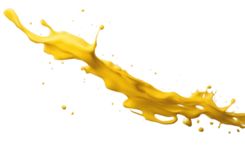 Yellow stroke of paint isolated on transparent background