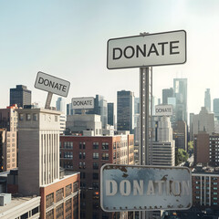 Obraz premium A sign that says support for charity and support is generated by AI