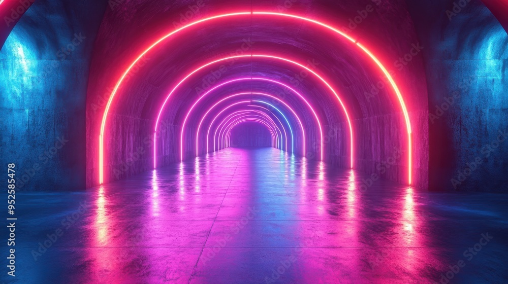 Poster colorful abstract 3d render with glowing neon lines spectrum empty virtual background wallpaper