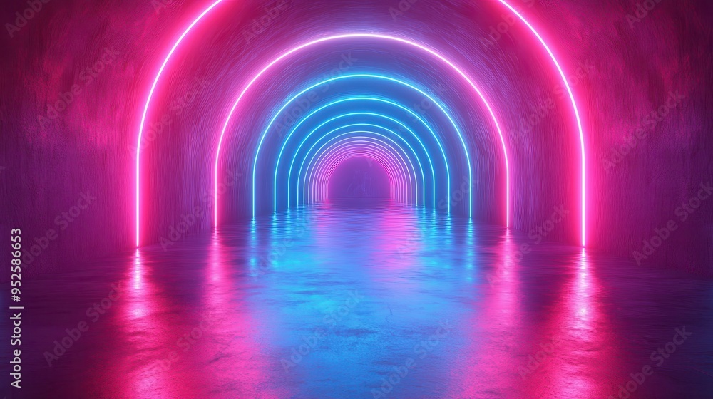 Poster colorful abstract 3d render with glowing neon lines spectrum empty virtual background wallpaper