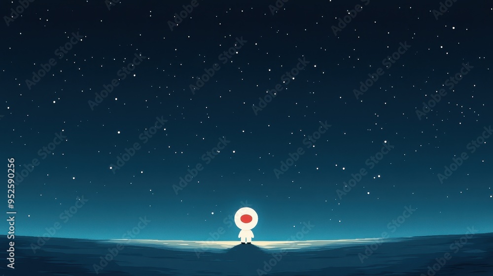 Poster retro pixelated character on 16-bit moon with copy space - nostalgic space theme