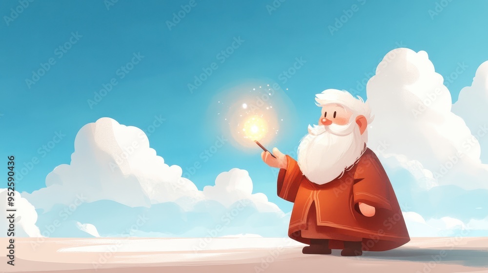 Poster pixelated wizard casting spell in 16-bit graphics with copy space, classic rpg theme | modern presen