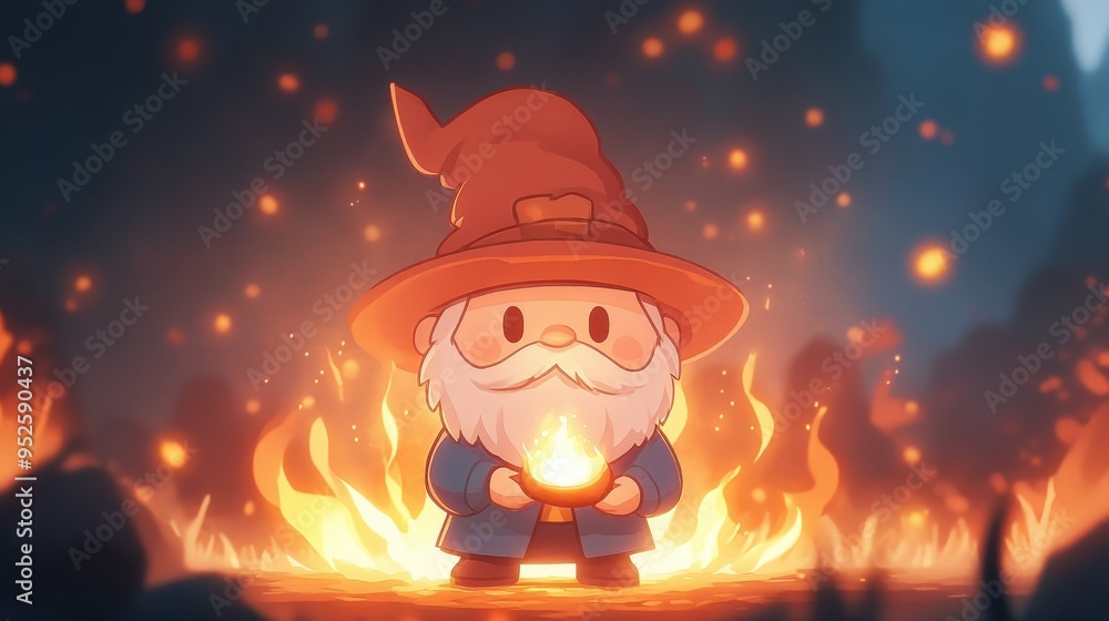 Poster retro pixelated wizard casting spell in 16-bit graphics with copy space above | classic rpg theme in