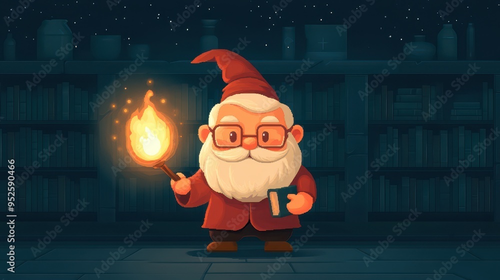 Poster Retro Pixelated Wizard Casting a Spell in 16-Bit Graphics with Copy Space, Classic RPG Theme, Modern Presentation