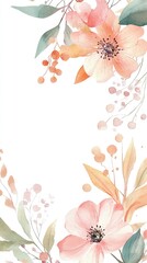A beautiful watercolor floral border design featuring soft blooms and delicate leaves, perfect for invitations and decor.