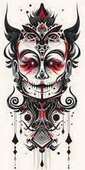 Tribal Ghoul Tattoo symmetry very simple traditional tattoo flash styles illustration
