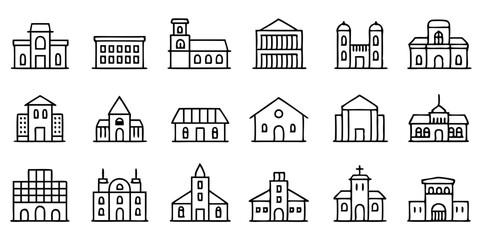 Obraz premium Buildings icons on white background