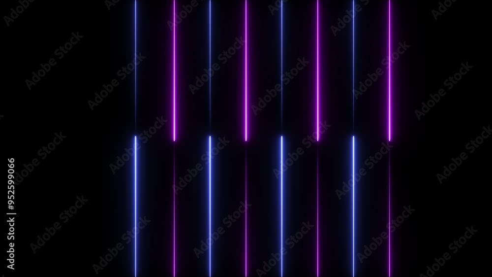 Poster neon line background animation.movement of neon diagonal lines or glowing light stripes on a black b