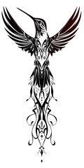Obraz premium Tribal Hummingbird tattoo flash styles illustration